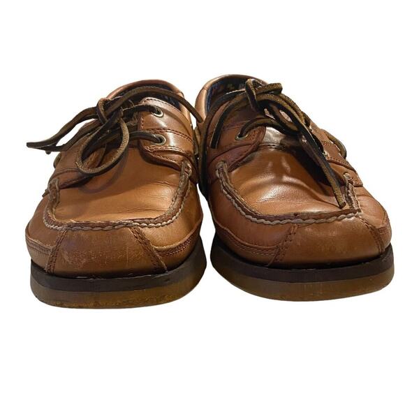 Timberland Shoes Mens 8.5M Chestnut Brown Leather Mock Toe 2 Eye Boat Shoes - Picture 6 of 11